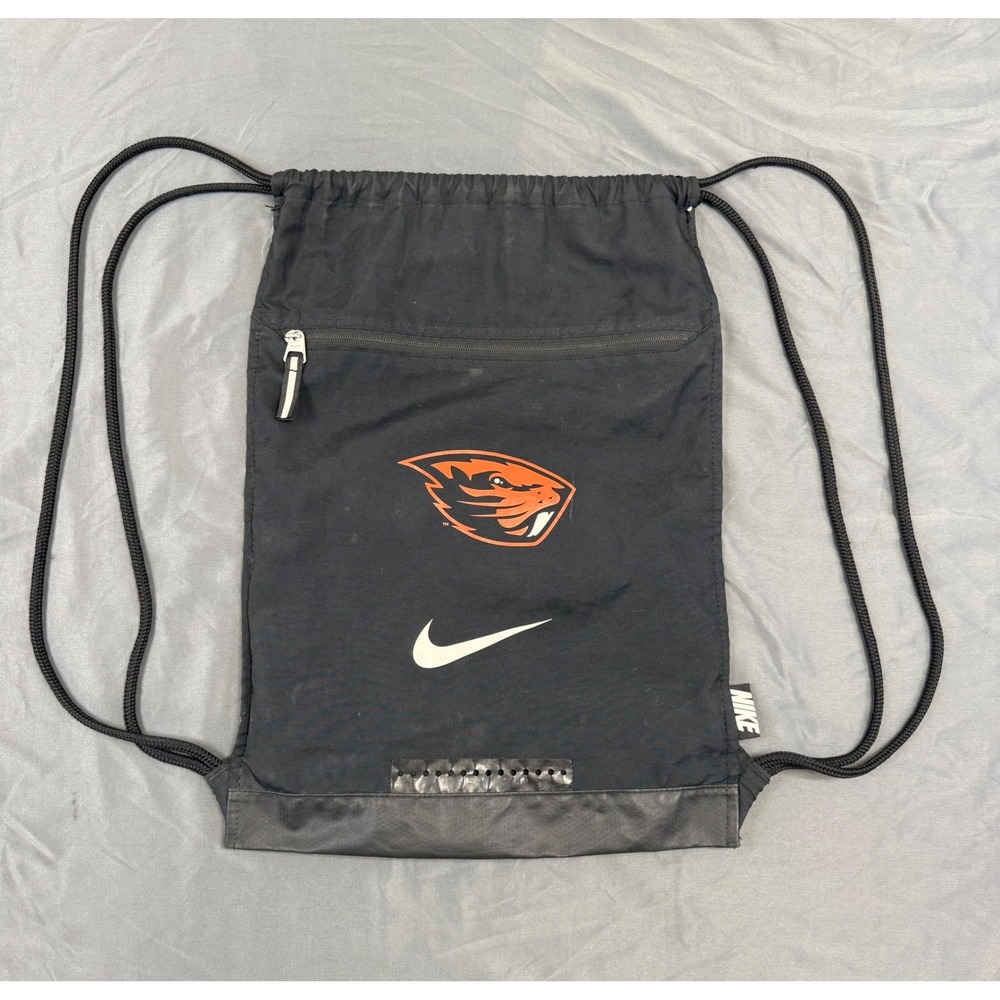 Nike Oregon State Beavers Drawstring Cinchsack Bag Black‎ OSU Backpack Zippered